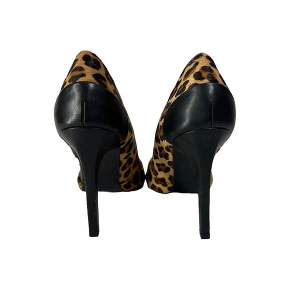 Zara Trafaluc High Heels Womens Shoes Leopard Print 37 6.5 Calf Hair Black Pumps - Picture 4 of 8
